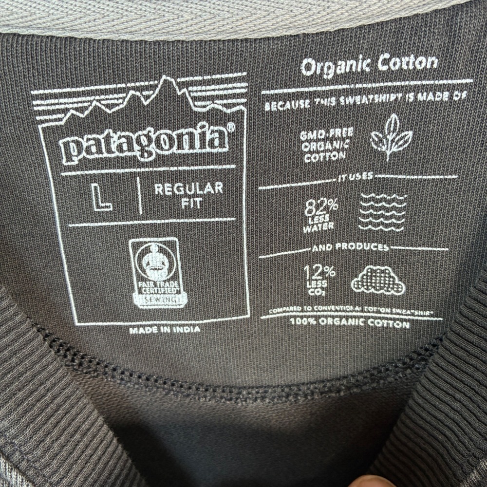 Patagonia '73 Skyline Organic Crew Sweatshirt Mens Large Black Crewneck Graphic - Picture 6 of 14